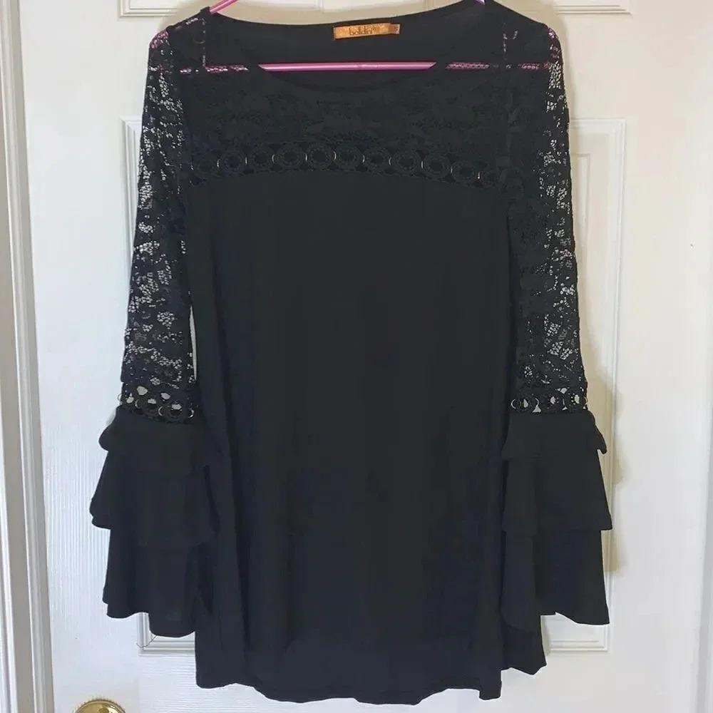 Belldini Unique Lace Top Black Size S
